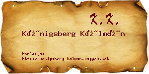 Königsberg Kálmán névjegykártya